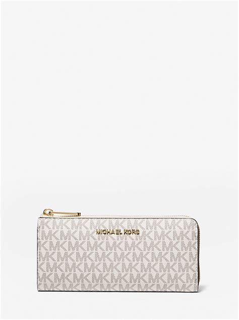 michael kors jet set travel large logo quarter-zip wallet|michael kors wallet double zip.